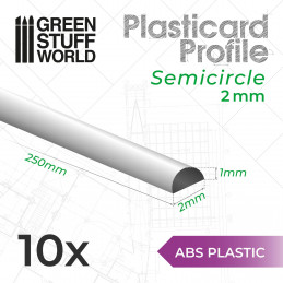 Plasticard PROFILÉ TIGE SEMI-CIRCULAIRE 2mm