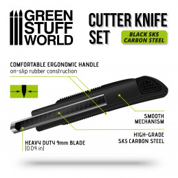Schwarzes Hobby-Messer + 10x schwarze Ersatzklingen | Schneidwerkzeuge für den Modellbau