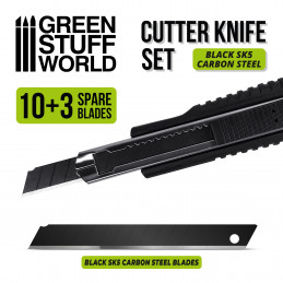 Schwarzes Hobby-Messer + 10x schwarze Ersatzklingen | Schneidwerkzeuge für den Modellbau
