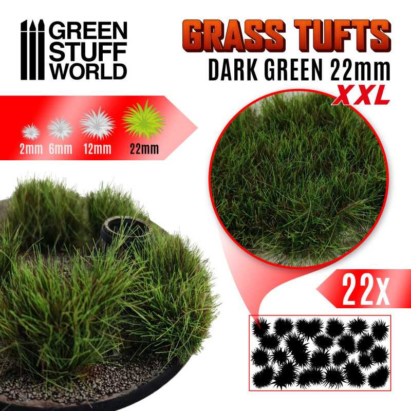 Grass TUFTS XXL - 22mm self-adhesive - DARK GREEN | Grass Tufts 22mm