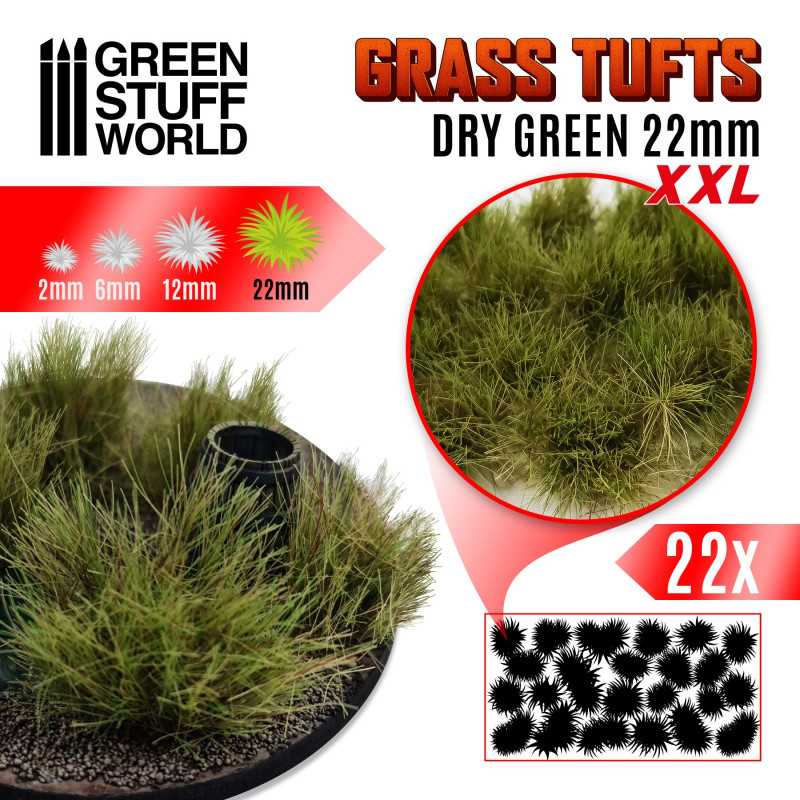 Matas Cesped XXL - Autoadhesivas - 22mm - VERDE SECO Vegetacion para Maquetas Matas Cesped XXL - Autoadhesivas - 22mm - VERDE SECO Vegetacion para Maquetas