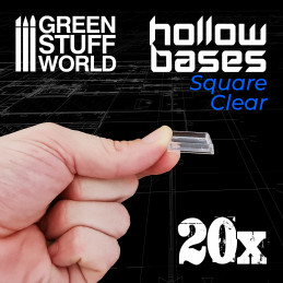 Plastic CLEAR Square Hollow Base 25mm | Miniature Square Plastic Bases