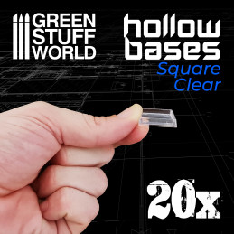 Socles en plastique transparent avec CREUX - Carré 25mm | Socles en Plastique Carrés