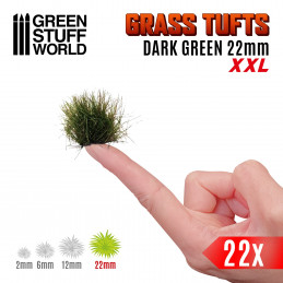 Touffes d'herbe XXL - 22mm - Auto-Adhésif - VERT FONCÉE | Touffes herbe 22 mm