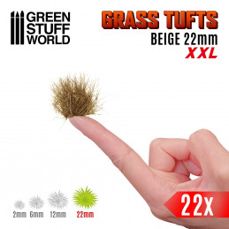 Touffes d'herbe XXL - 22mm - Auto-Adhésif - BEIGE | Végétation pour Maquette