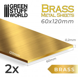BRASS Metal sheets 60x120mm (Pack x2) | Brass