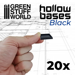 Schwarze Adapter Kunststoffbases 20 bis 25mm | Quadratische Kunststoffständer