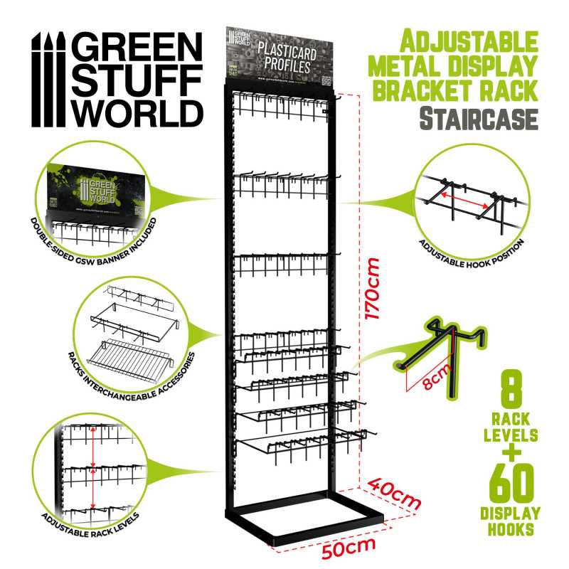 Présentoir polyvalent GSW - Escalier | Expositeur Métal pour Magasins