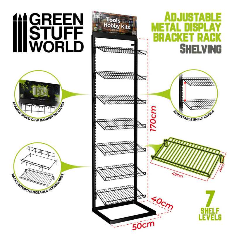 GSW Expositor Multipropósito - Baldas para Cajas Expositores de Metal para Pinturas