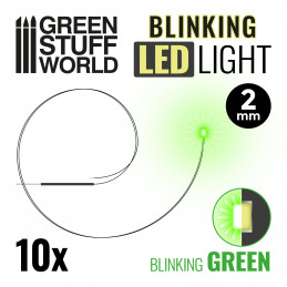 BLINKING LEDs - GREEN - 2mm | LED Lights 2mm