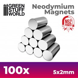 Magneti Neodimio 5x2mm - 100 unità (N52) | Magneti N52