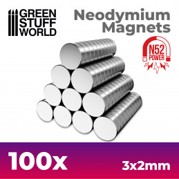 Magneti Neodimio 3x2mm - 100 unità (N52)