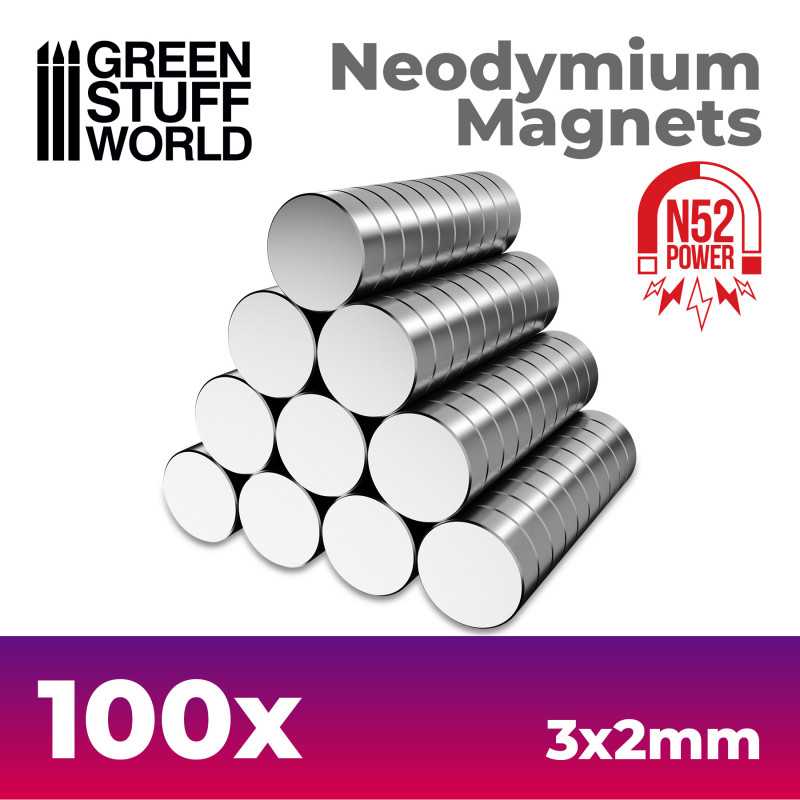 Imanes Neodimio 3x2mm - 100 unidades (N52)