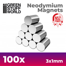 Imanes Neodimio 3x1mm - 100 unidades (N52)