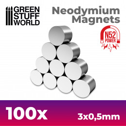 Imanes Neodimio 3x0'5mm - 100 unidades (N52)