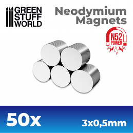 Neodym-Magnete 3x0'5mm - 50 stück (N52) | Magnete N52