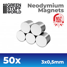 Neodymium Magnets 3x0'5mm - 50 units (N52) | Magnets N52