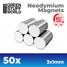 Imanes Neodimio 3x1mm - 50 unidades (N52)