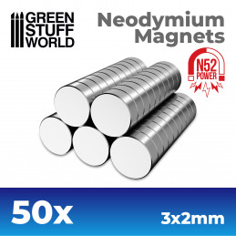 Imanes Neodimio 3x2mm - 50 unidades (N52)