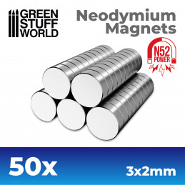 Magneti Neodimio 3x2mm - 50 unità (N52) | Magneti N52