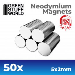 Imanes Neodimio 5x2mm - 50 unidades (N52)
