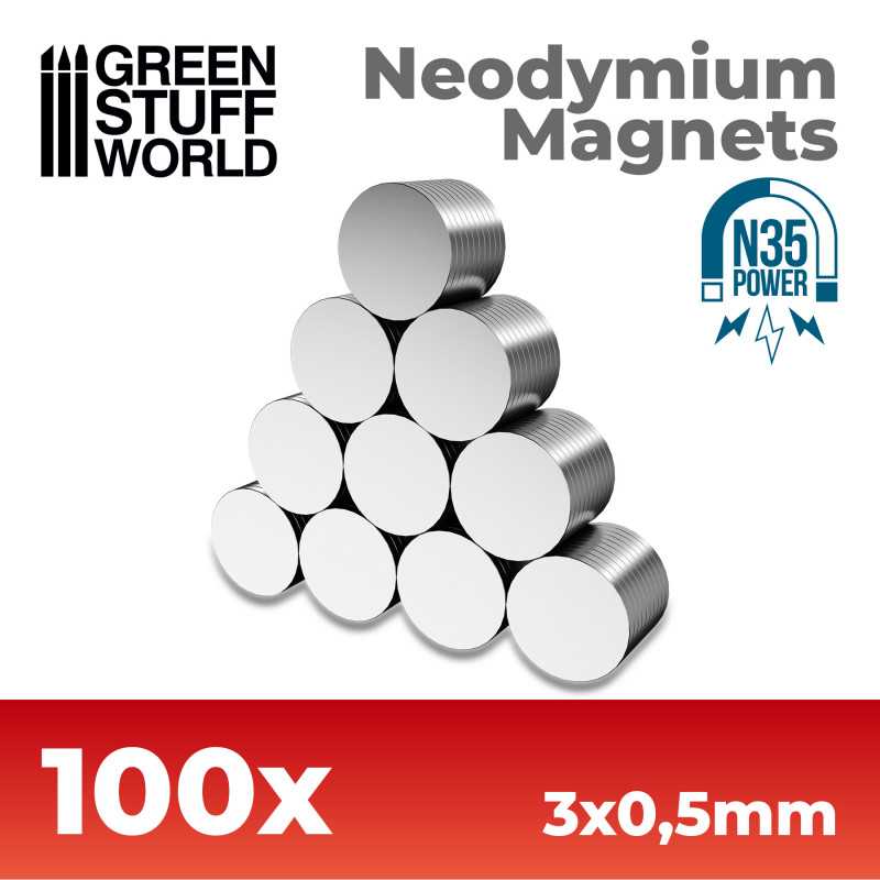 Neodymium Magnets 3x0'5mm - 100 units (N35)