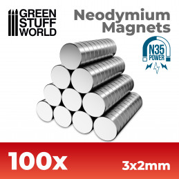 Neodymium Magnets 3x2mm - 100 units (N35) | Magnets N35