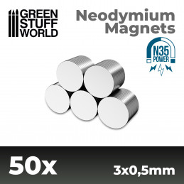 Neodym-Magnete 3x0'5mm - 50 stück (N35)
