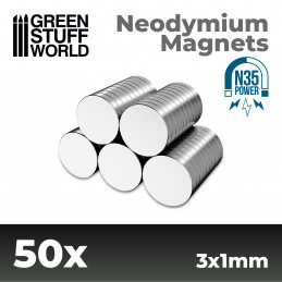 Imanes Neodimio 3x1mm - 50 unidades (N35)