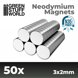 Magnete Neodimio 3x2mm - 50 unità (N35) | Magneti N35