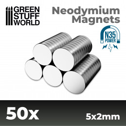 Magneti Neodimio 5x2mm - 50 unità (N35)