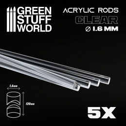 Tiges Acryliques ROND 1,6 mm Transparent | Socles Acryliques