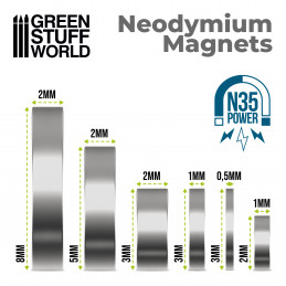 Aimants Néodymes 2x1mm - 50 units (N35) | Aimants N35