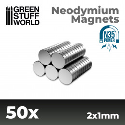 Magneti Neodimio 2x1mm - 50 unità (N35) | Magneti N35