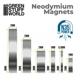 Neodymium Magnets 2x1mm - 100 units (N35) | Magnets N35