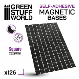 Vorgeschnittene Magnetfolie - Quadrate 20x20mm | Magnetische selbstklebende aufkleber