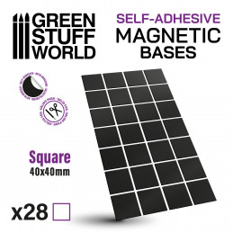 Square Magnetic Sheet SELF-ADHESIVE - 40x40mm | Magnetic Foil Stickers