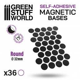 Round Magnetic Sheet SELF-ADHESIVE - 32mm | Magnetic Foil Stickers