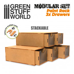 Cajonera modular 3 cajones madera DM Organizadores de madera DM