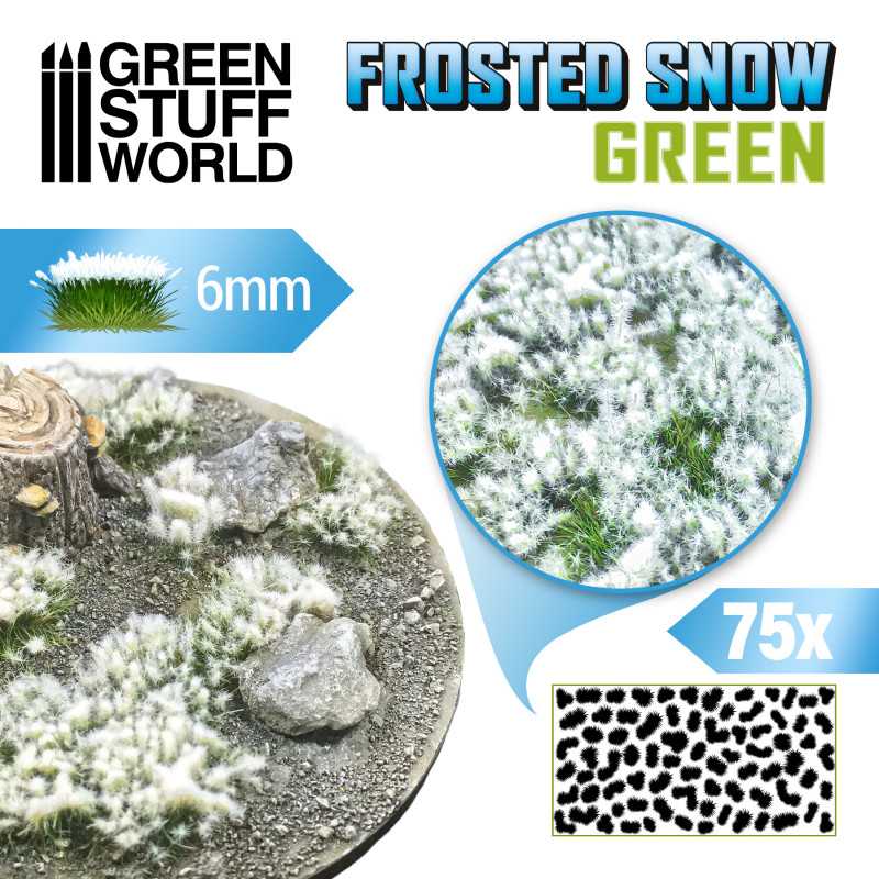 Ciuffi Arbusti di Neve - Autoadesivi - 6mm - VERDE | Ciuffi coperti di Neve