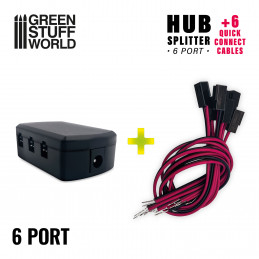 Repartidor HUB de 6 puertos + 6 cables de conexión rápida Electronica para Maquetas