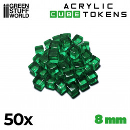 Jetons Cubes Verts 8mm | Jetons et Meeples de jeu de société