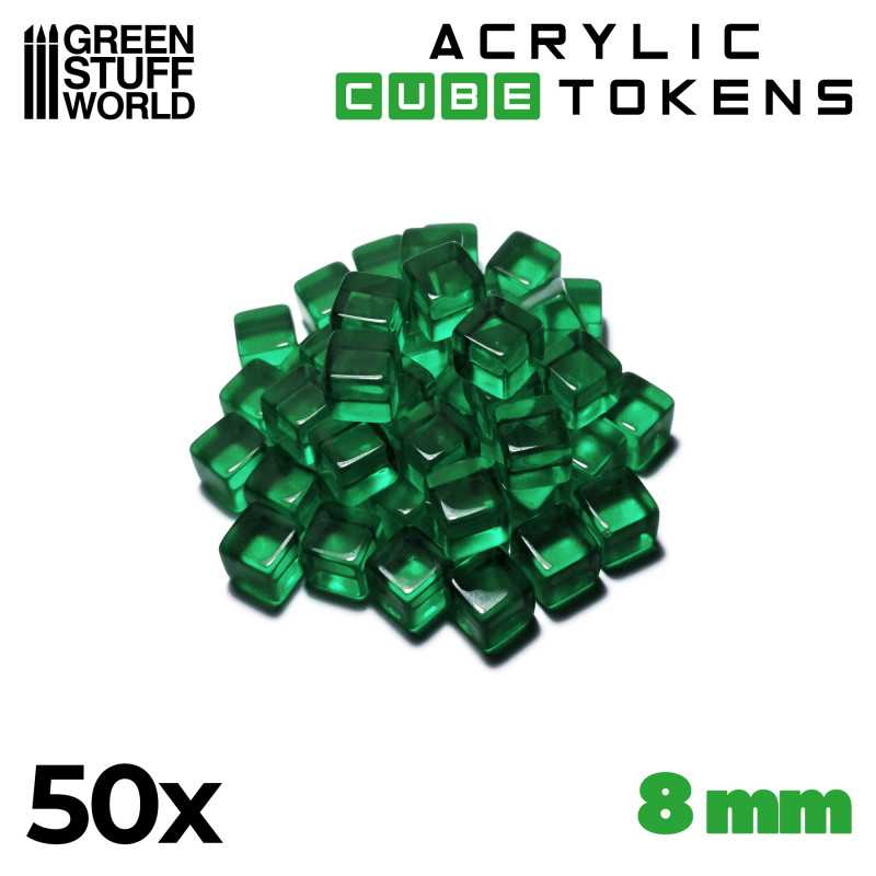 Green Cube tokens 8mm | Gaming Tokens and Meeples Green Cube tokens 8mm | Gaming Tokens and Meeples