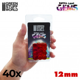 Gemme di plastica 12mm - Rosso | Token e Gettoni da Gioco