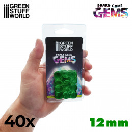Plastic Gems 12mm - Green | Gaming Tokens and Meeples
