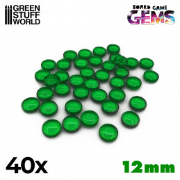 Plastik Edelsteine 12mm - Grün | Brettspielmarken