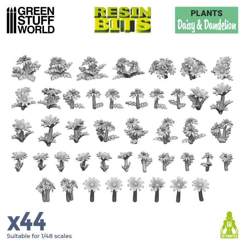 Set impreso en 3D - Margarita y Diente de Leon Plantas y vegetacion