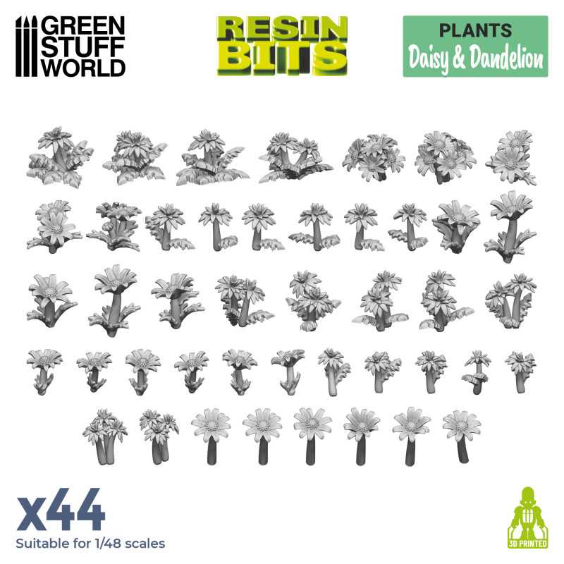 Set stampato in 3D - Margherita e dente di leone | Piante e vegetazione