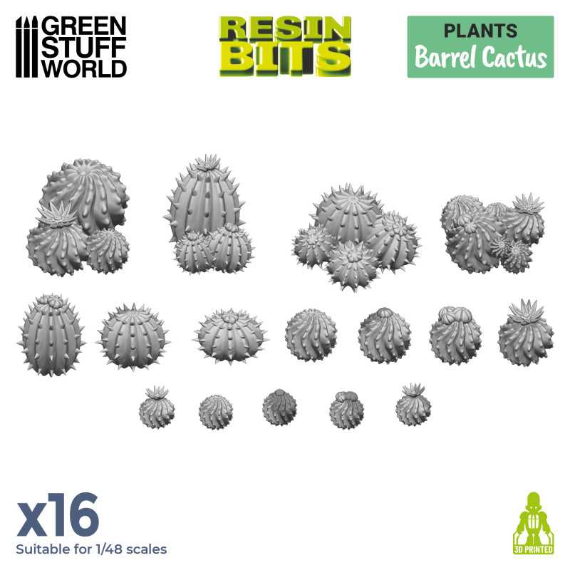 Set impreso en 3D - Cactus barril Plantas y vegetacion