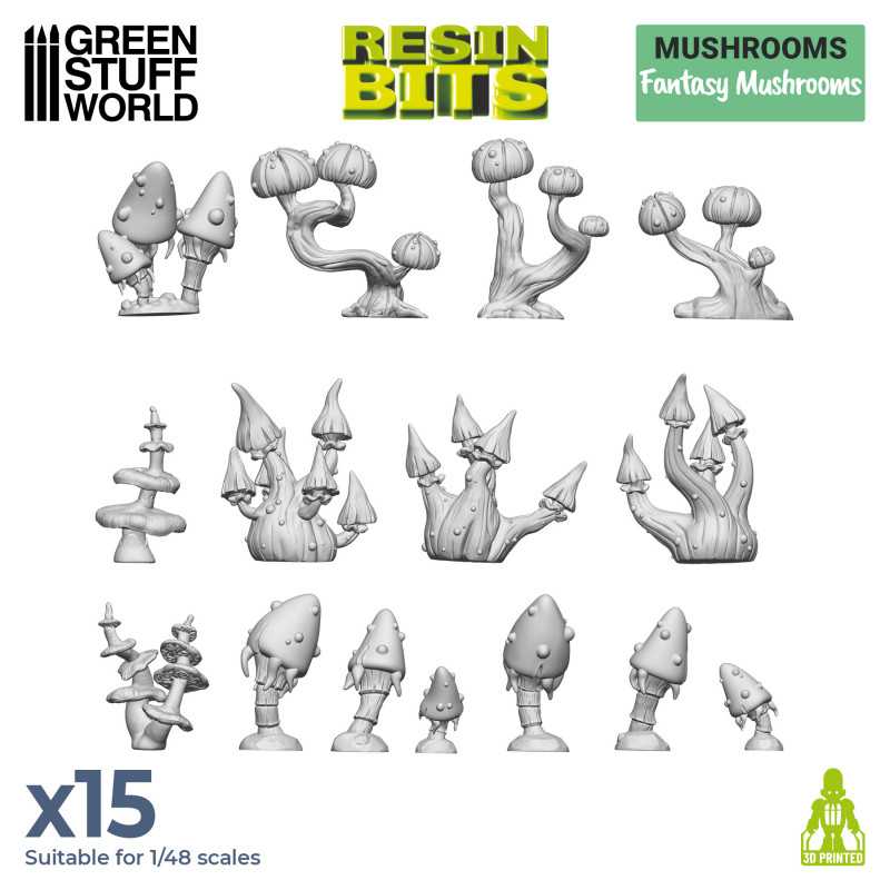 Set stampato in 3D - Funghi di fantasia | Piante e vegetazione